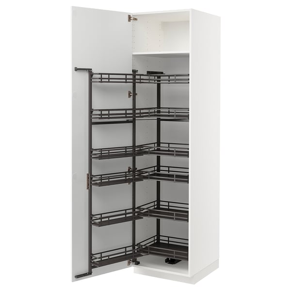 METOD - METOD High cabinet with pull-out larder, white/Axstad matt white, 60x60x220 cm