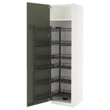 METOD high cabinet with pull-out larder, white/Axstad grey-green, 60x60x220 cm