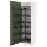 METOD high cabinet with pull-out larder, white/Axstad grey-green, 60x60x200 cm