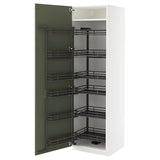 METOD high cabinet with pull-out larder, white/Axstad grey-green, 60x60x200 cm