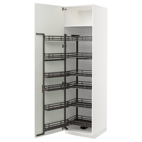 METOD high cabinet with pull-out larder, white/Bodbyn off-white, 60x60x220 cm