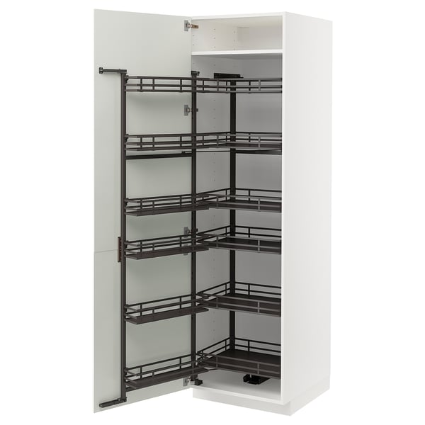 METOD high cabinet with pull-out larder, white/Bodbyn off-white, 60x60x200 cm