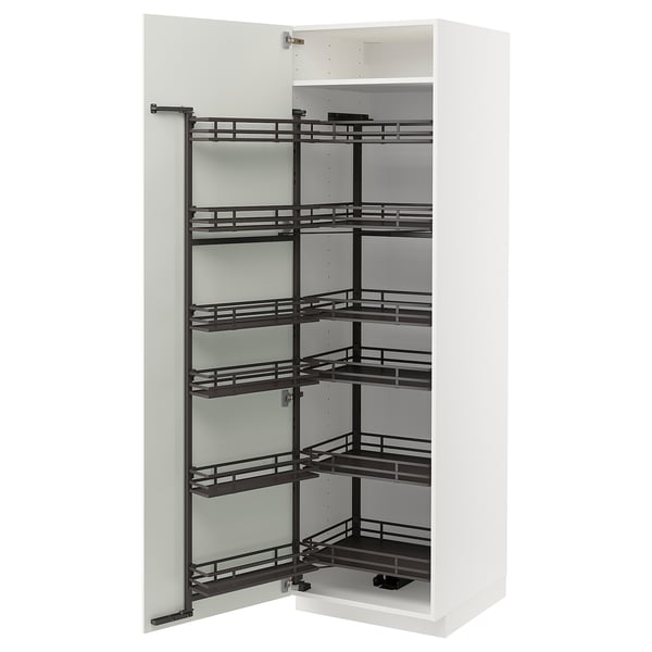 METOD high cabinet with pull-out larder, white/Bodbyn off-white, 60x60x200 cm