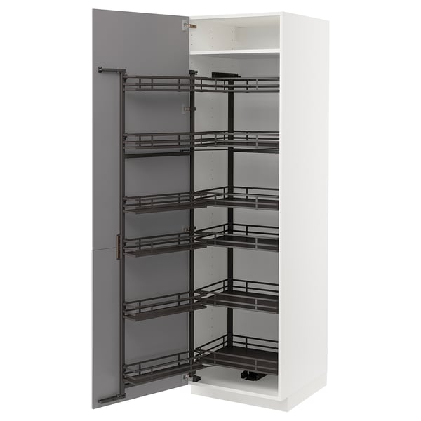METOD - METOD High cabinet with pull-out larder, white/Bodbyn grey, 60x60x200 cm