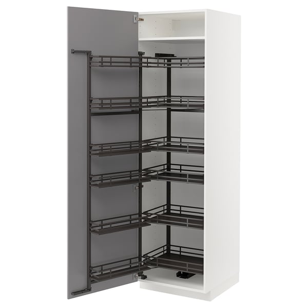 METOD - METOD High cabinet with pull-out larder, white/Bodbyn grey, 60x60x200 cm