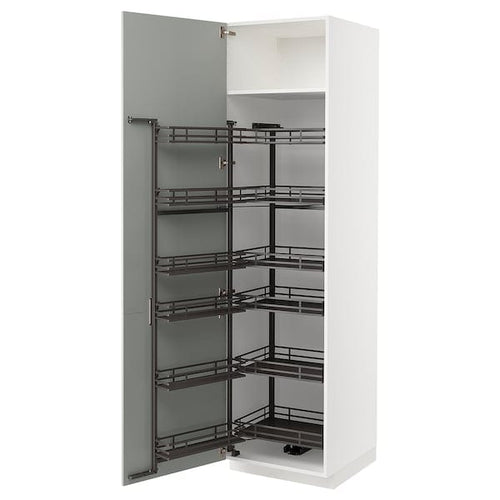 METOD - METOD High cabinet with pull-out larder, white/Havstorp light grey, 60x60x220 cm