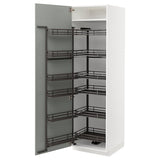 METOD high cabinet with pull-out larder, white/Havstorp light grey, 60x60x200 cm