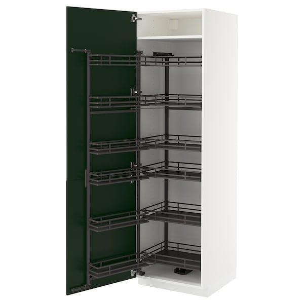 Ikea METOD - High cabinet with pull-out larder, white/Havstorp deep green, 60x60x200 cm