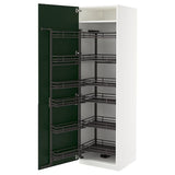 METOD high cabinet with pull-out larder, white/Havstorp deep green, 60x60x200 cm