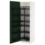 METOD high cabinet with pull-out larder, white/Havstorp deep green, 60x60x200 cm