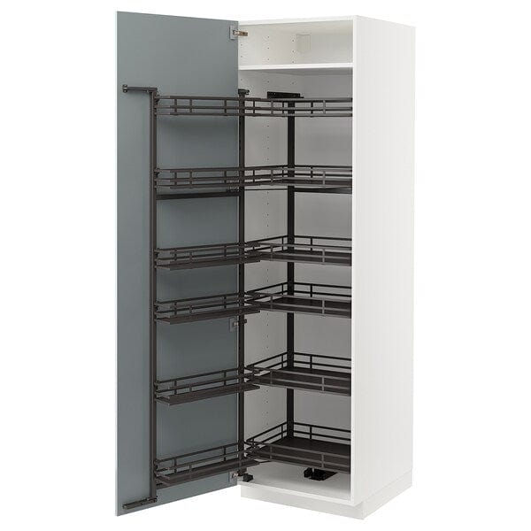 Ikea METOD - High cabinet with pull-out larder, white/Kallarp light grey-blue, 60x60x200 cm