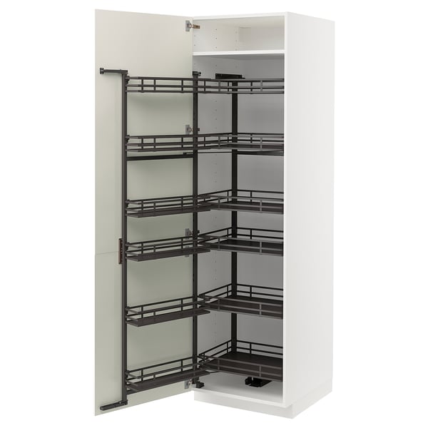 METOD high cabinet with pull-out larder, white/Veddinge white, 60x60x200 cm