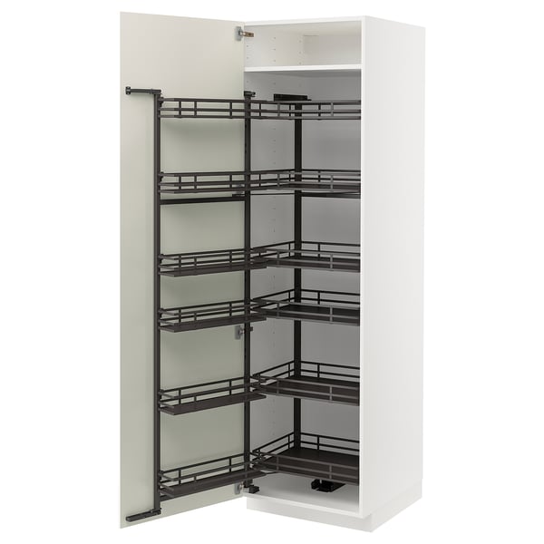METOD high cabinet with pull-out larder, white/Veddinge white, 60x60x200 cm