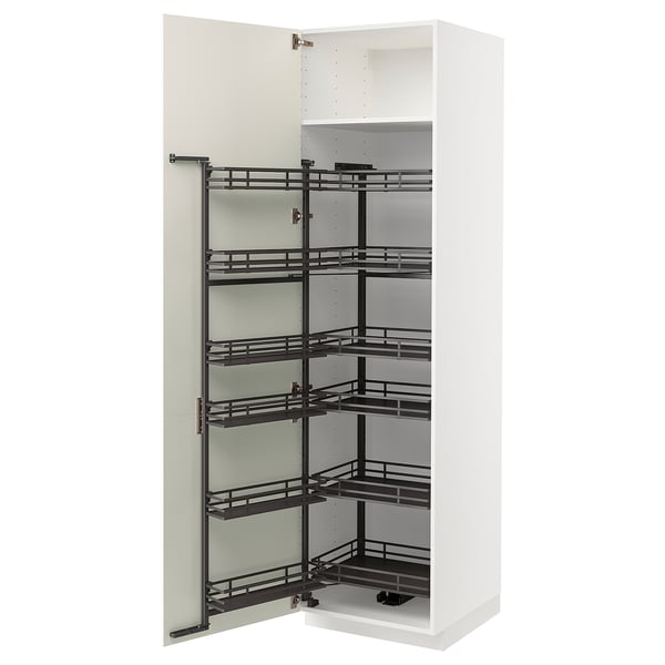 METOD high cabinet with pull-out larder, white/Veddinge white, 60x60x220 cm