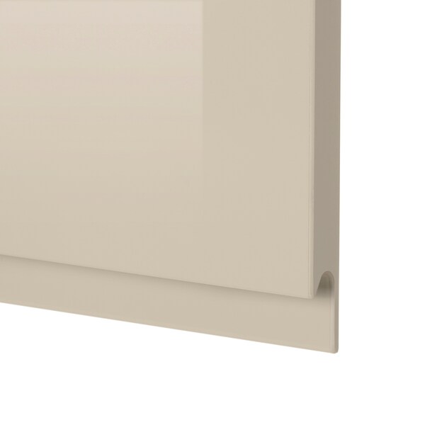 METOD - High cabinet with pull-out larder, white/Voxtorp high-gloss light beige, 60x60x200 cm