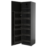 METOD high cabinet with pull-out larder, black-grey/Lerhyttan black stained, 60x60x220 cm