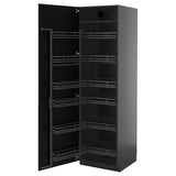 METOD high cabinet with pull-out larder, black-grey/Lerhyttan black stained, 60x60x200 cm