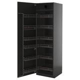 METOD high cabinet with pull-out larder, black-grey/Nickebo matt anthracite, 60x60x200 cm