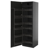 METOD high cabinet with pull-out larder, black-grey/Nickebo matt anthracite, 60x60x200 cm
