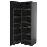 METOD high cabinet with pull-out larder, black-grey/Upplöv matt anthracite, 60x60x200 cm