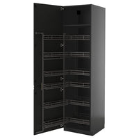 METOD high cabinet with pull-out larder, black-grey/Upplöv matt anthracite, 60x60x220 cm