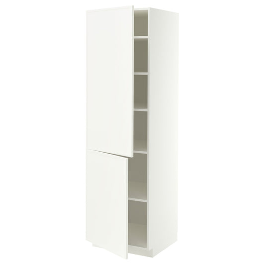 METOD high cabinet with shelves/2 doors, white/Aspudden matt white, 60x60x200 cm