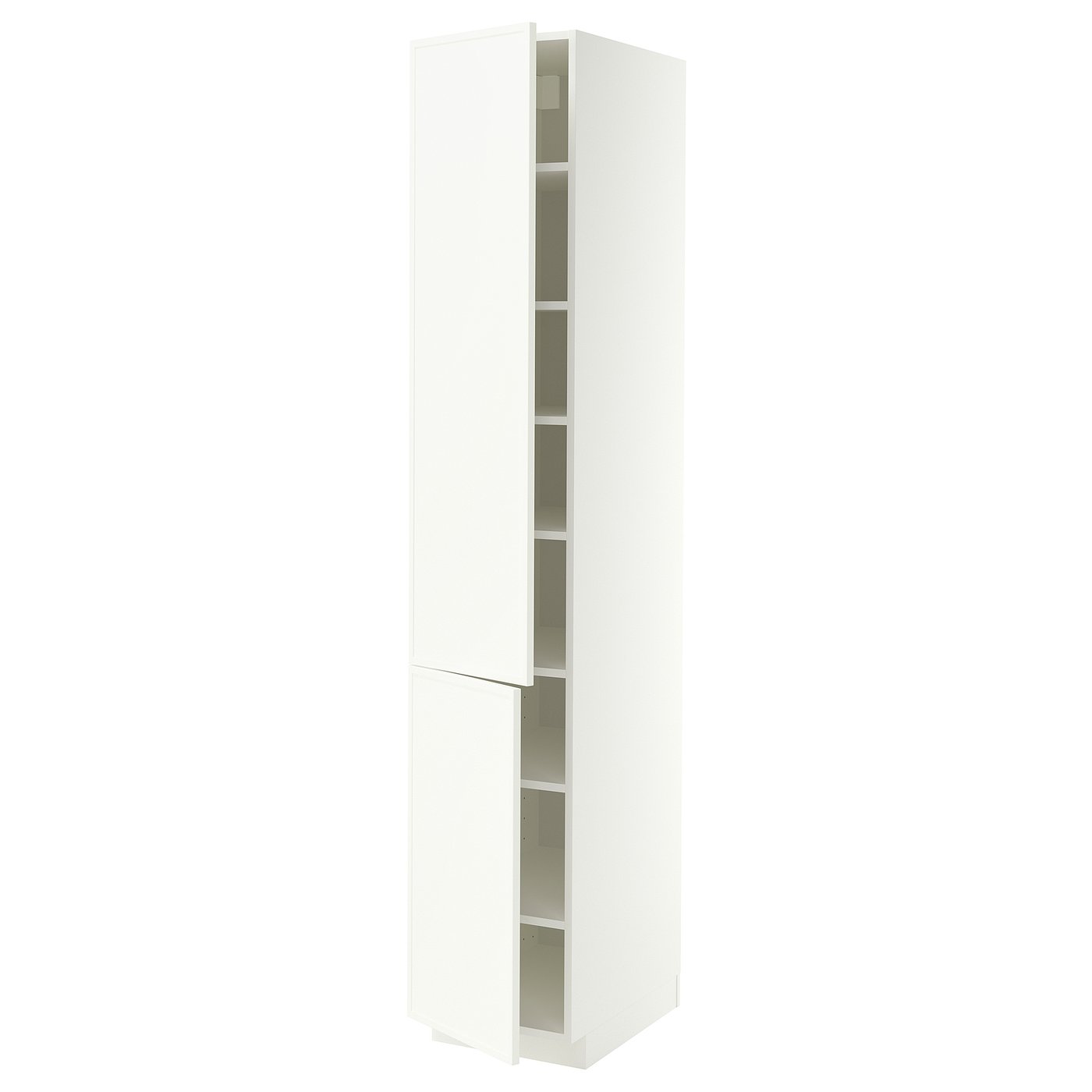 METOD high cabinet with shelves/2 doors, white/Aspudden matt white, 40x60x220 cm