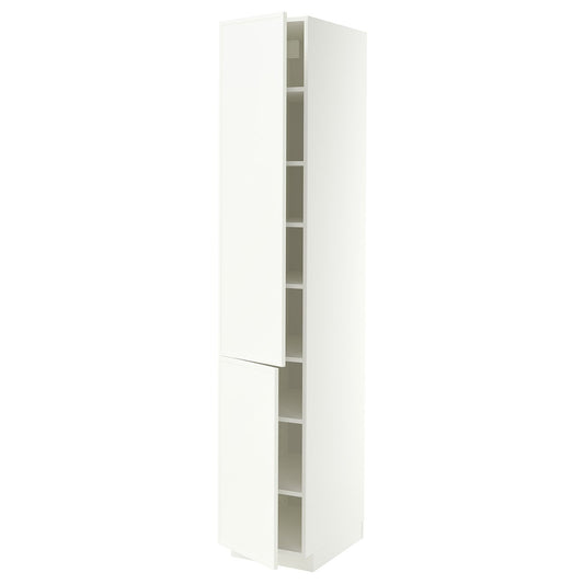 METOD high cabinet with shelves/2 doors, white/Aspudden matt white, 40x60x220 cm