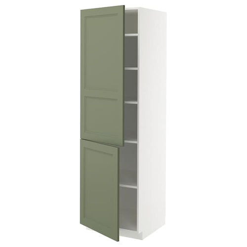 METOD - METOD High cabinet with shelves/2 doors, white/Axstad grey-green, 60x60x200 cm