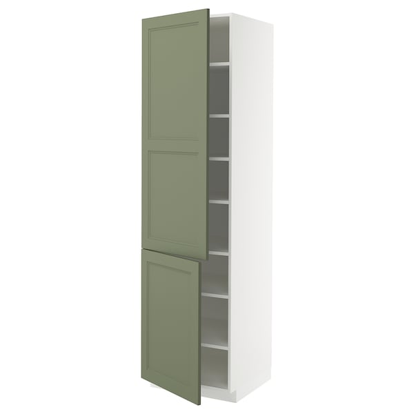 Ikea METOD - Tall cabinet with shelves/2 doors, white/Axstad gray-green,60x60x220 cm