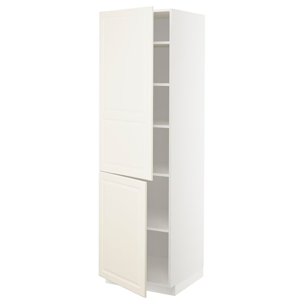 METOD - Tall cabinet with shelves/2 doors, white/Bodbyn off-white,60x60x200 cm