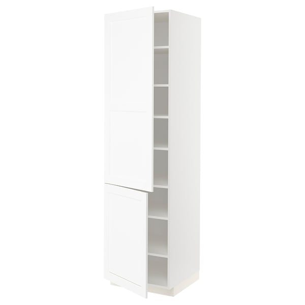 METOD - METOD High cabinet with shelves/2 doors, white Enköping/white wood effect, 60x60x220 cm