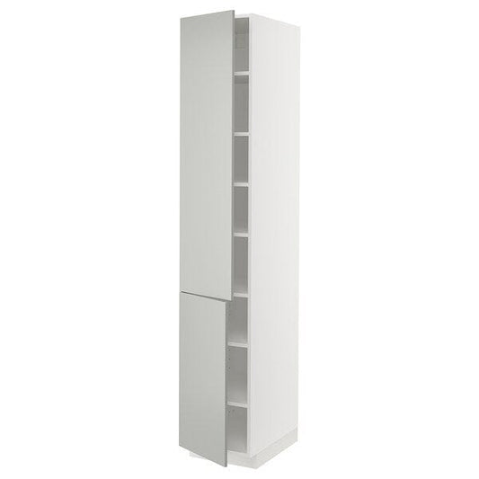 Ikea METOD - High cabinet with shelves/2 doors, white/Havstorp light grey, 40x60x220 cm