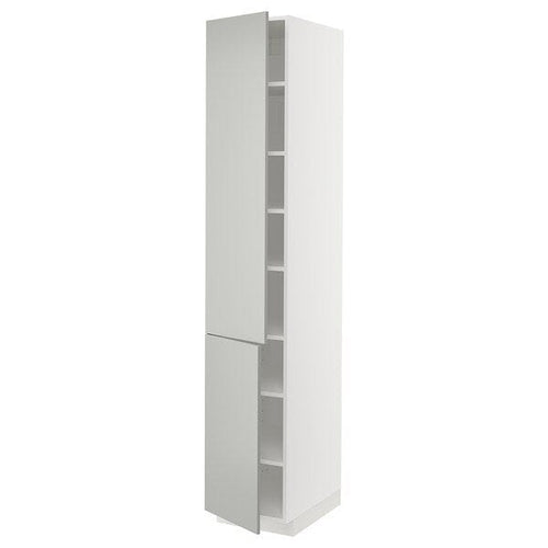 METOD - METOD High cabinet with shelves/2 doors, white/Havstorp light grey, 40x60x220 cm