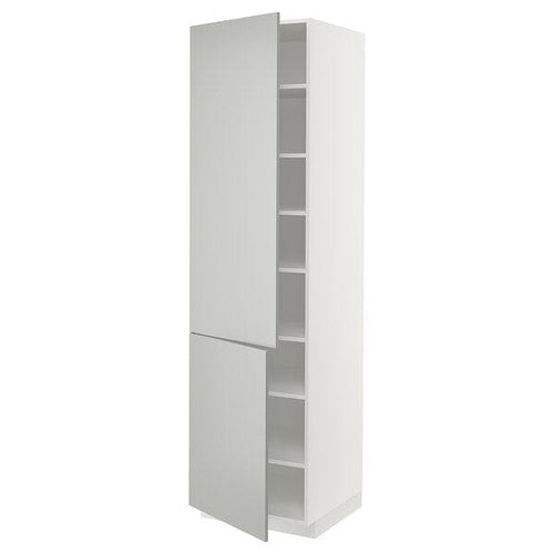 METOD high cabinet with shelves/2 doors, white/Havstorp light grey, 60x60x220 cm