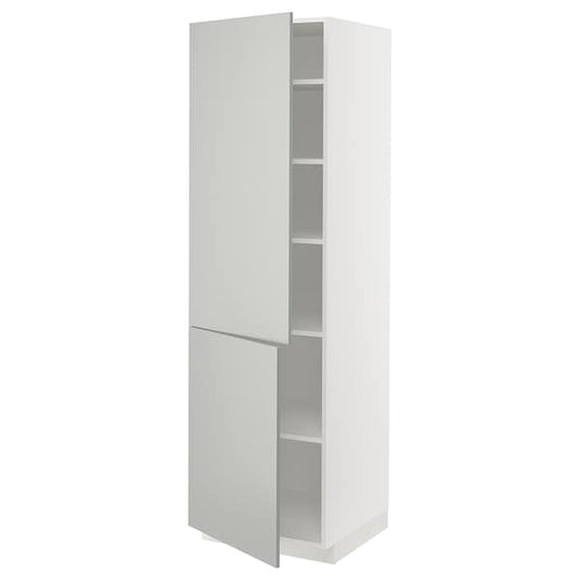 Ikea METOD - High cabinet with shelves/2 doors, white/Havstorp light grey, 60x60x200 cm