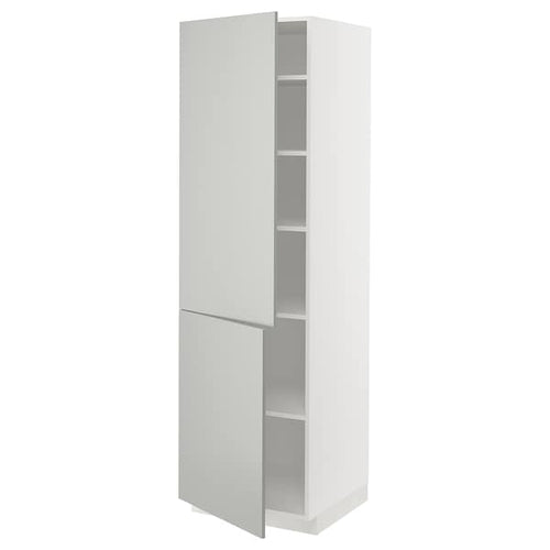 METOD - METOD High cabinet with shelves/2 doors, white/Havstorp light grey, 60x60x200 cm