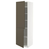 METOD high cabinet with shelves/2 doors, white/Havstorp brown-beige, 60x60x200 cm