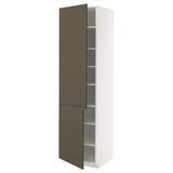 METOD high cabinet with shelves/2 doors, white/Havstorp brown-beige, 60x60x220 cm