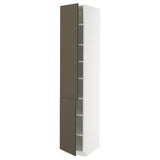 METOD high cabinet with shelves/2 doors, white/Havstorp brown-beige, 40x60x220 cm
