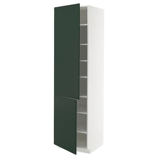 Ikea METOD - High cabinet with shelves/2 doors, white/Havstorp deep green, 60x60x220 cm