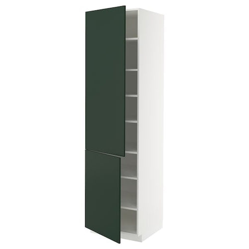 METOD - METOD High cabinet with shelves/2 doors, white/Havstorp deep green, 60x60x220 cm