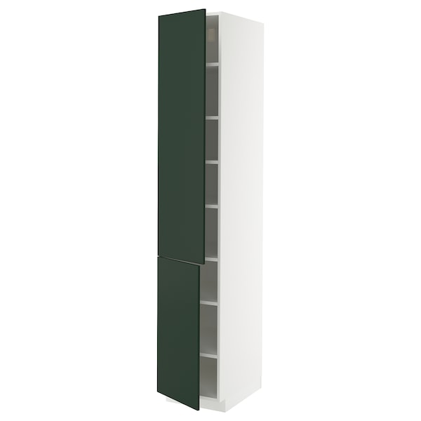 METOD - Tall cabinet with shelves/2 doors, white/Havstorp green,40x60x220 cm