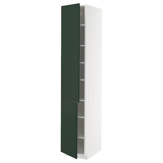 Ikea METOD - High cabinet with shelves/2 doors, white/Havstorp deep green, 40x60x220 cm