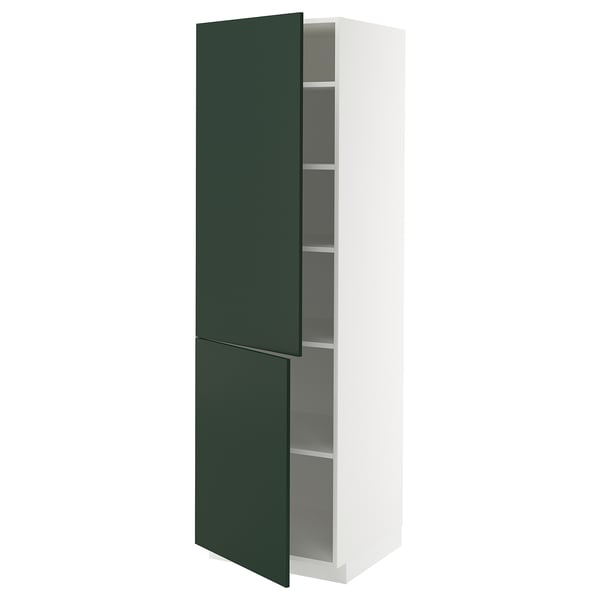 METOD - METOD High cabinet with shelves/2 doors, white/Havstorp deep green, 60x60x200 cm