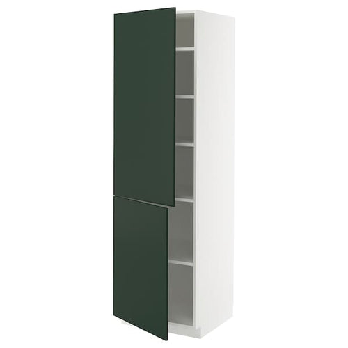 METOD - METOD High cabinet with shelves/2 doors, white/Havstorp deep green, 60x60x200 cm