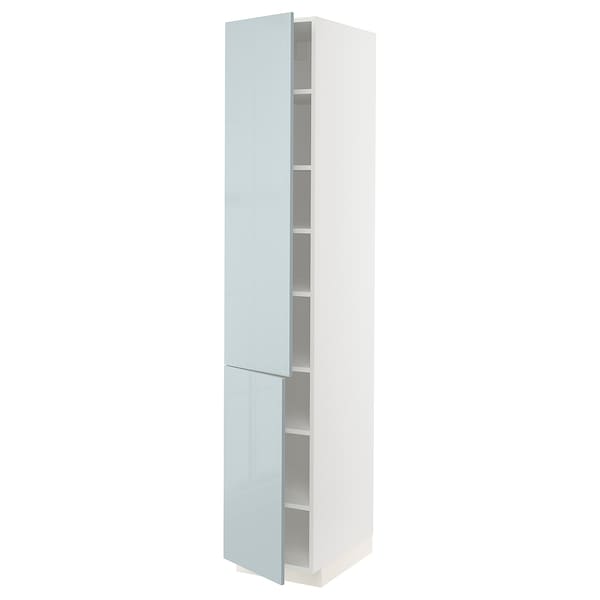 Ikea METOD - High cabinet with shelves/2 doors, white/Kallarp light grey-blue, 40x60x220 cm