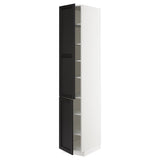 METOD high cabinet with shelves/2 doors, white/Lerhyttan black stained, 40x60x220 cm