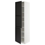 METOD high cabinet with shelves/2 doors, white/Lerhyttan black stained, 60x60x220 cm