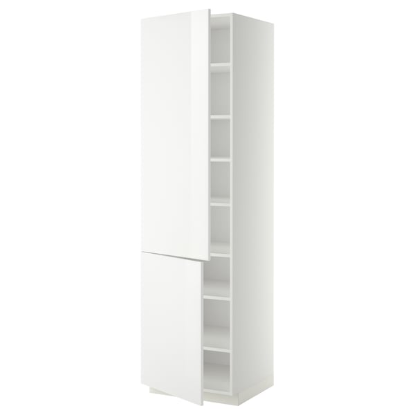 METOD - METOD High cabinet with shelves/2 doors, white/Ringhult white, 60x60x220 cm